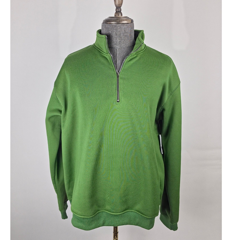 Club Room Mens‎ Sweatshirt XL Green 1/4 Zip Mock Neck Fleece Outerwear NWT